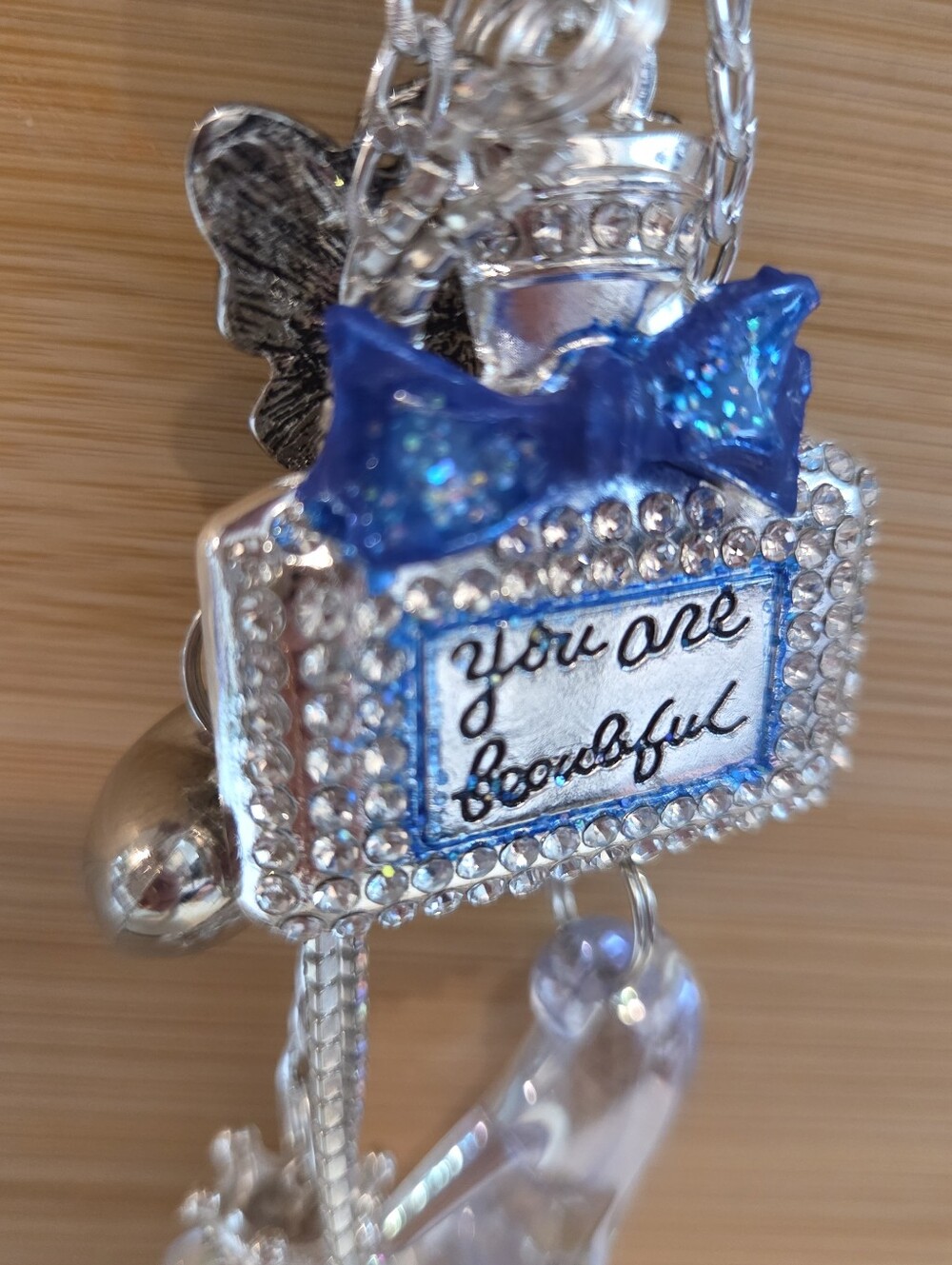 ✨ Luxury Rhinestone "You Are Beautiful" Perfume Bottle Keychain Charm ✨ - Picture 13 of 15
